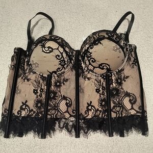 Commense Black Lace Corset Top